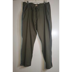 Levis Women's Athletic Pants Olive Green Drawstring Waist Striped Sides Size 18